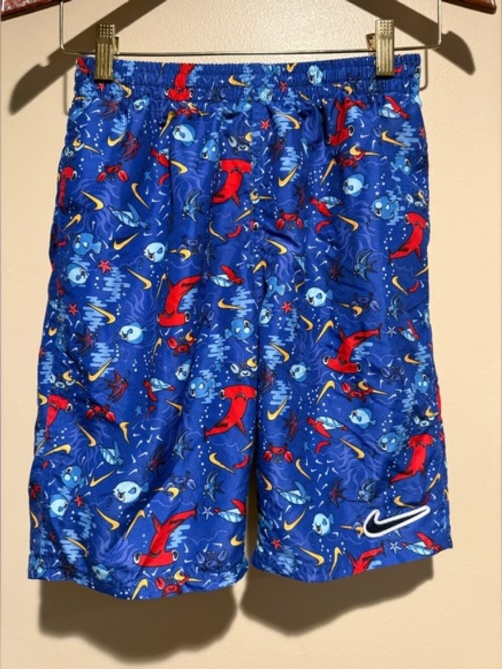 NIKE Swim Trunks Boys Youth XL Sea Friends Lap Volley Shorts Blue Lined